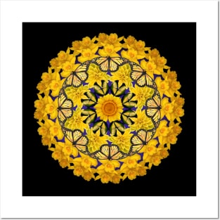 yellow flower mood mandala Posters and Art